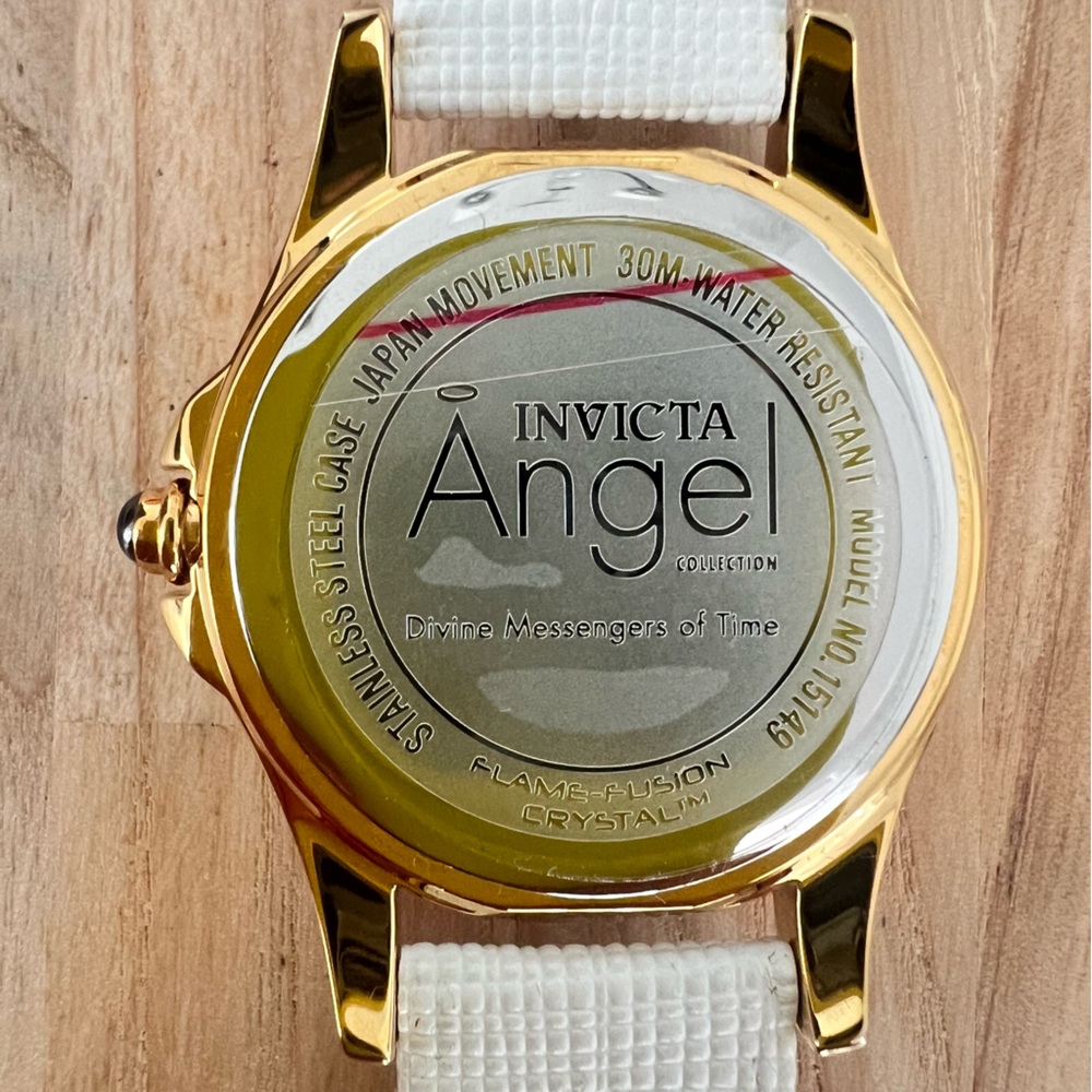 NIB Invicta Angel ladies gold tone white leather dress watch NEW BATTERY - Picture 8 of 10